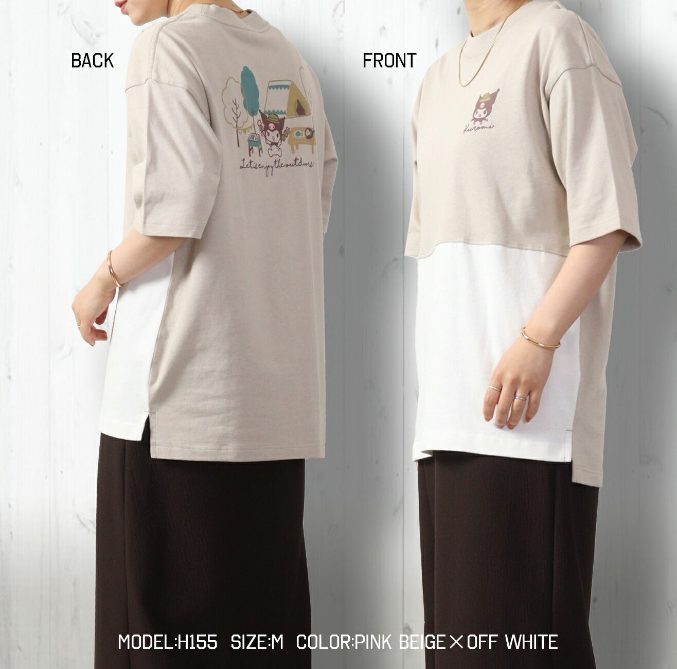クロミ ビッグシルエット Tシャツ 半袖 ポケット付 Kuromi サンリオ キャラクターズ ku1132-365
