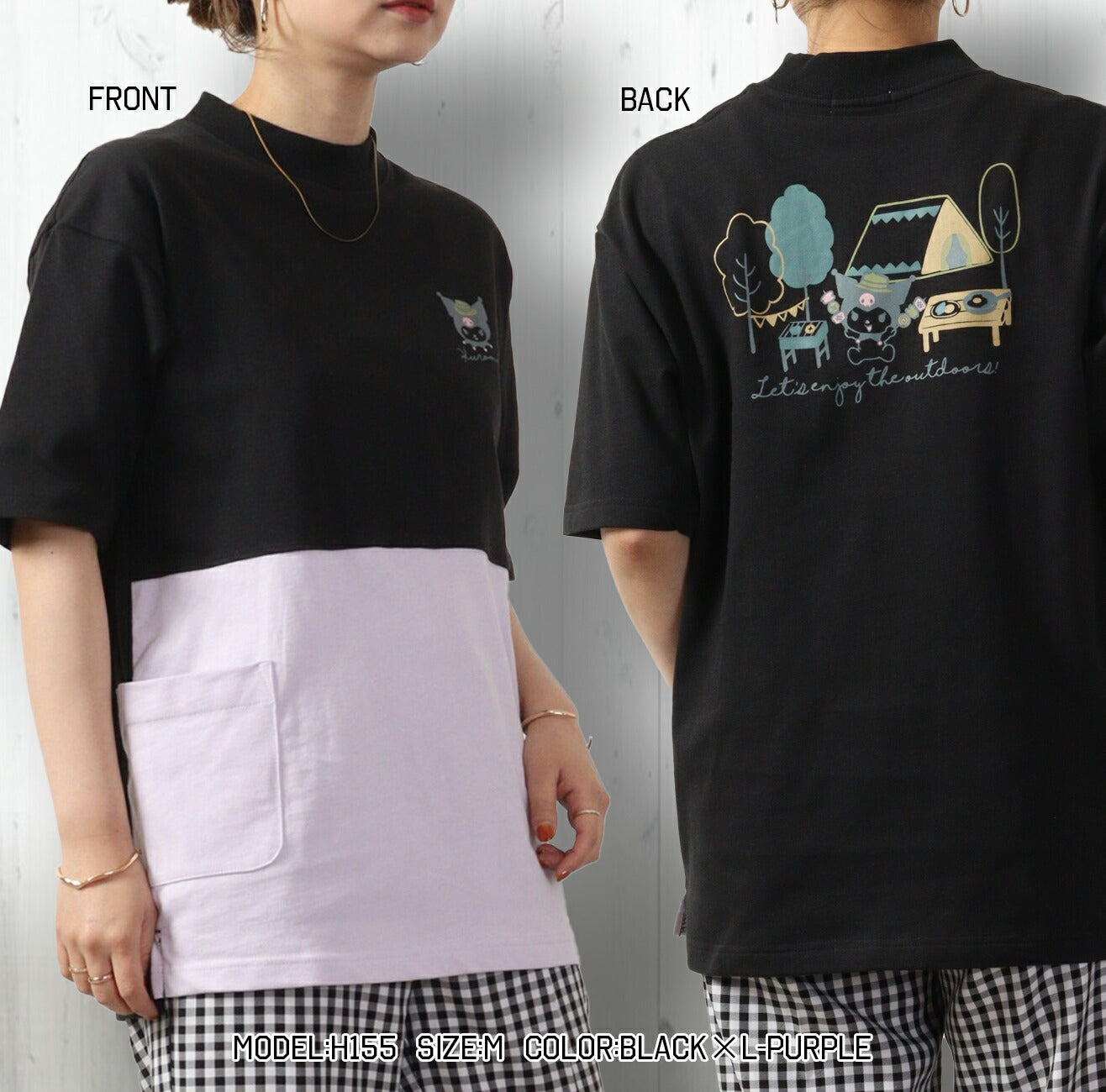クロミ ビッグシルエット Tシャツ 半袖 ポケット付 Kuromi サンリオ キャラクターズ ku1132-365