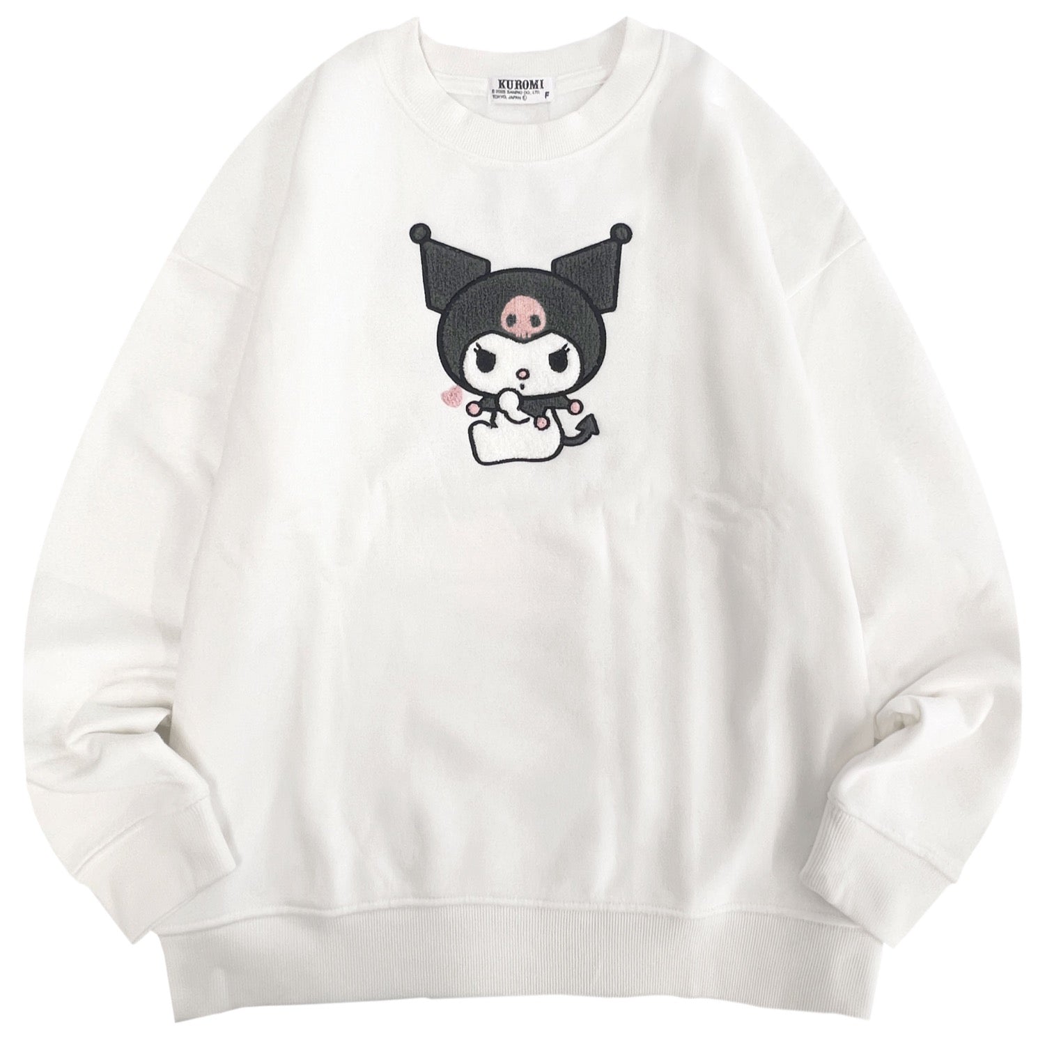 クロミ サガラ刺繍 裏起毛ビッグシルエット トレーナー オーバーサイズ サンリオ プリント Sanrio ku1354-91