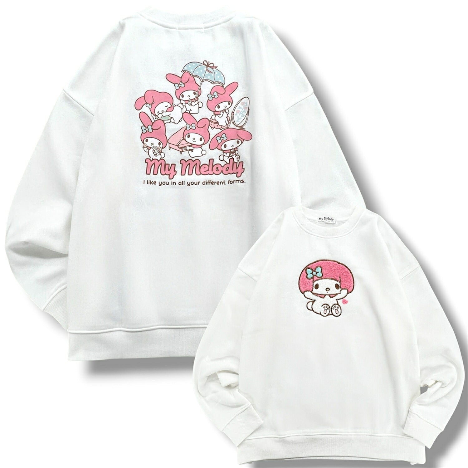 マイメロディ サガラ刺繍 裏起毛 ビッグシルエット トレーナー レディース 長袖 スウェット mm1354-92