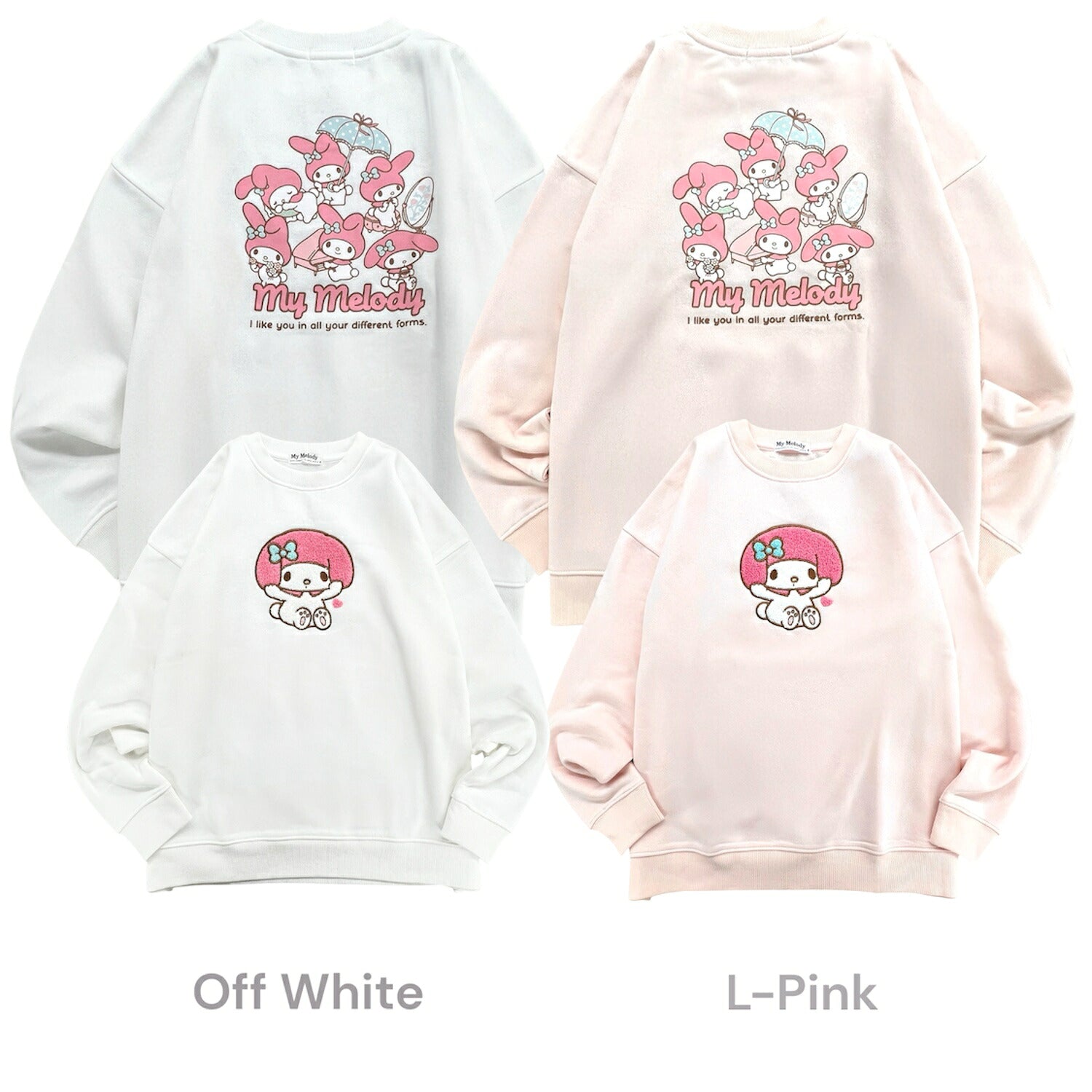 マイメロディ サガラ刺繍 裏起毛 ビッグシルエット トレーナー レディース 長袖 スウェット mm1354-92
