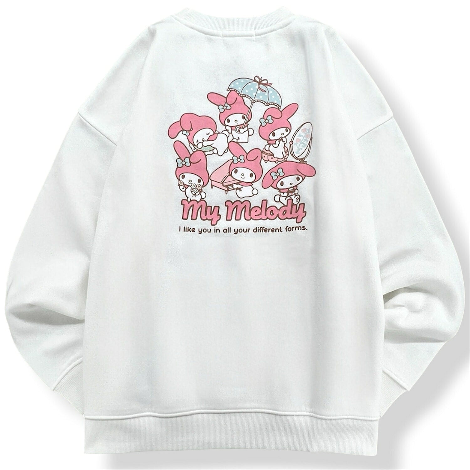 マイメロディ サガラ刺繍 裏起毛 ビッグシルエット トレーナー レディース 長袖 スウェット mm1354-92
