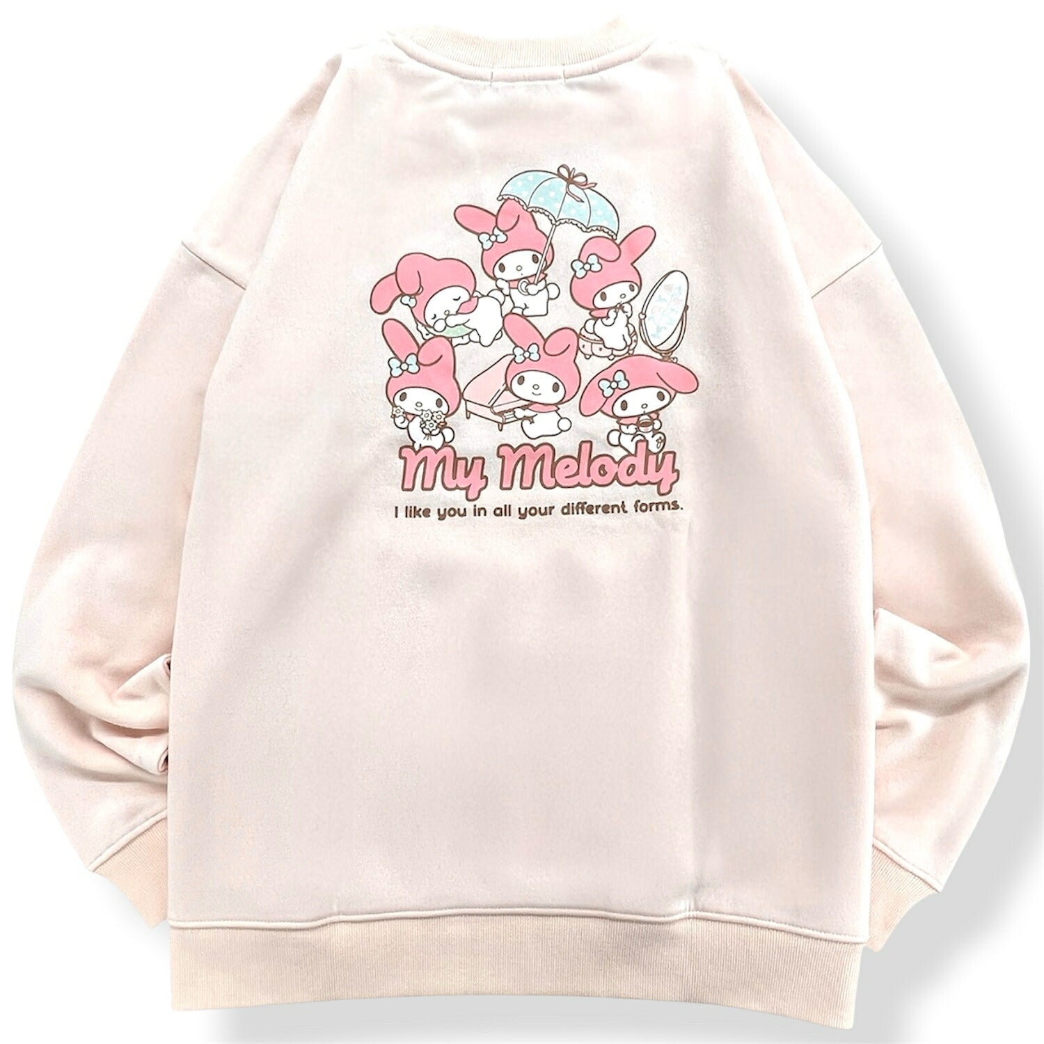 マイメロディ サガラ刺繍 裏起毛 ビッグシルエット トレーナー レディース 長袖 スウェット mm1354-92