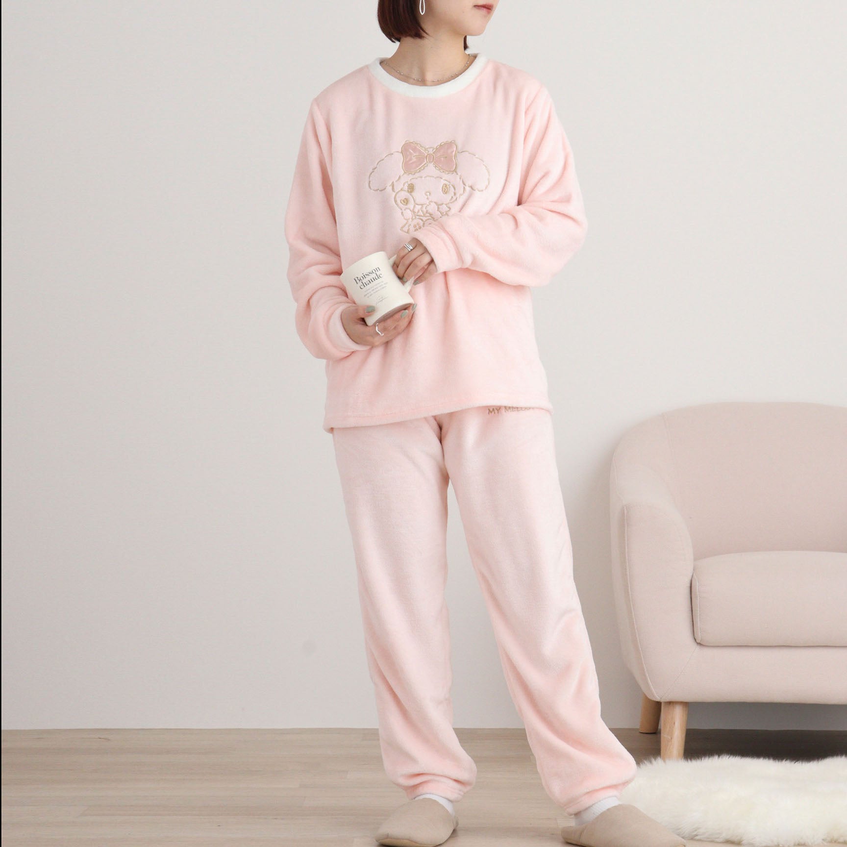 マイメロディ トレーナー スウェット パンツ フリース セットアップ ルームウェア 部屋着 パジャマ サンリオ キャラクターズ mm1644-90