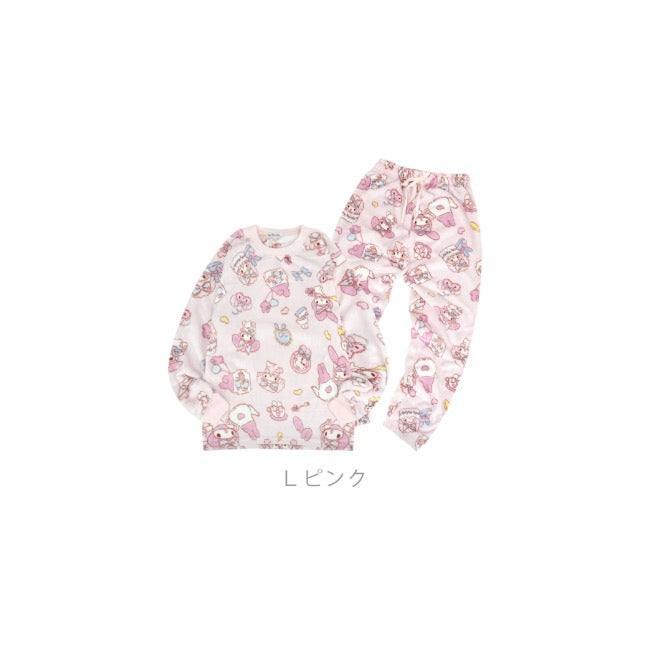 マイメロディ トレーナー スウェット パンツ フリース 総柄 セットアップ ルームウェア 部屋着 パジャマ サンリオ キャラクターズ mm1644-98