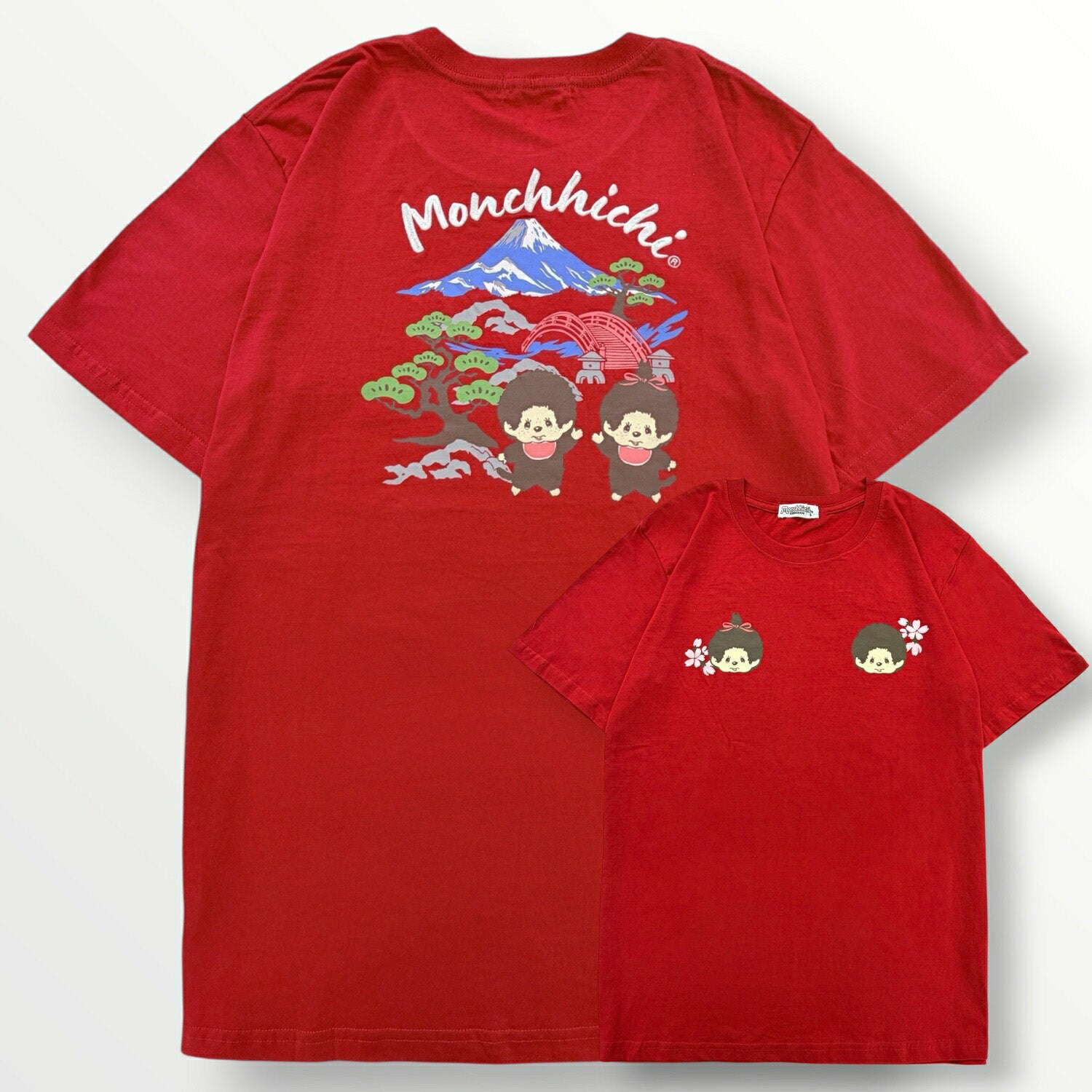 モンチッチ 半袖 Tシャツ 和柄 刺繍 バックプリント トップス 天竺 綿 レディース メンズ 春 夏 monchhichi