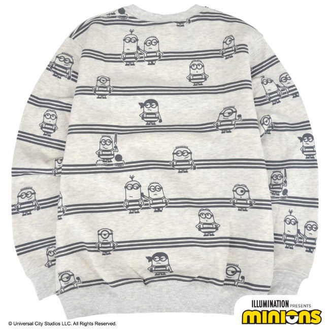 ミニオン 裏起毛 トレーナー 秋冬 ミニオンズ プリント ストライプ スウェット ms1304-639