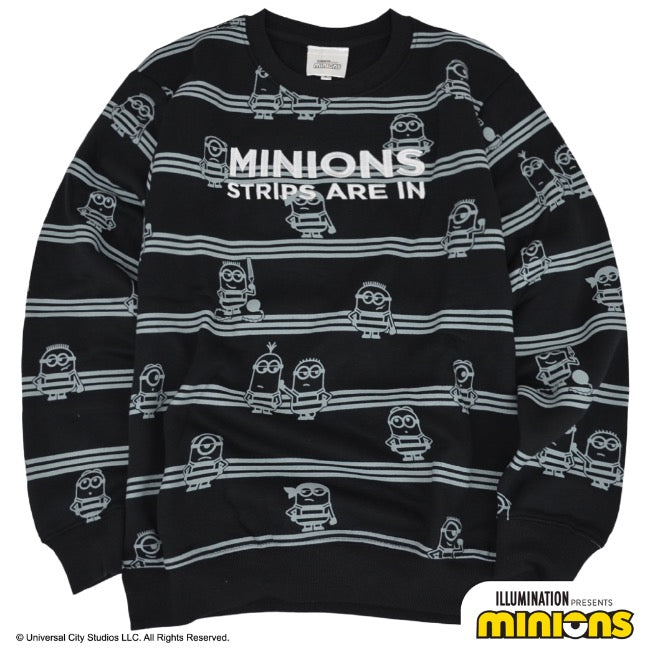 ミニオン 裏起毛 トレーナー 秋冬 ミニオンズ プリント ストライプ スウェット ms1304-639