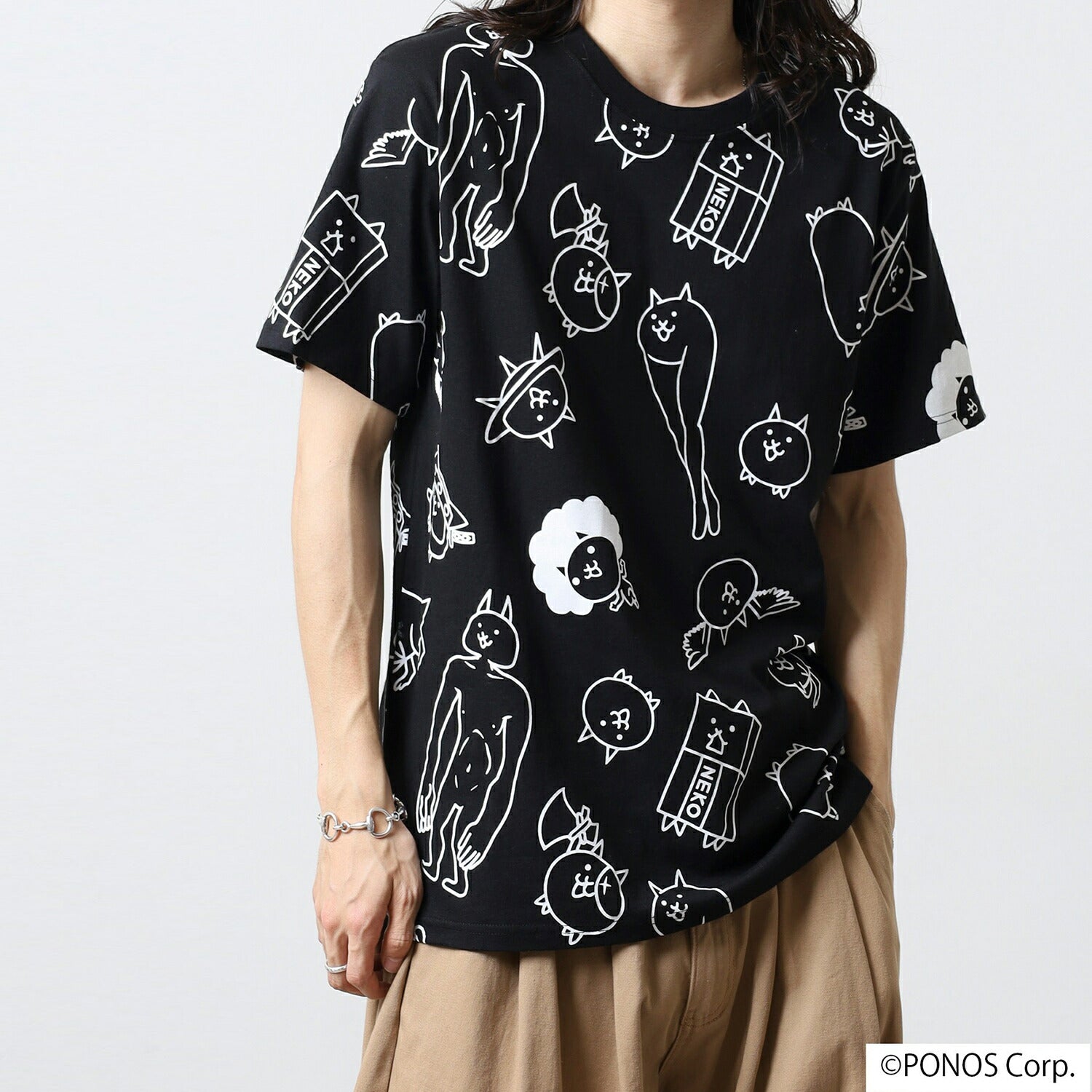 にゃんこ大戦争 Tシャツ 半袖 プリント 総柄 トップス メンズ レディース nd1152-026