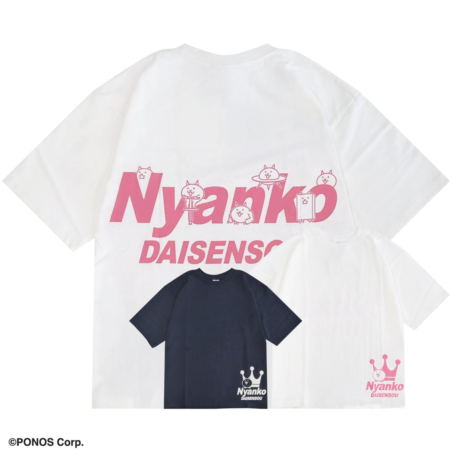 にゃんこ大戦争 オーバーサイズ 半袖 五分袖 Tシャツ 春夏 カジュアル BIG nyankodaisensou nd1152-034