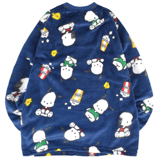 ポチャッコ トレーナー スウェット パンツ フリース 総柄 セットアップ ルームウェア 部屋着 パジャマ サンリオ キャラクターズ pc1644-101