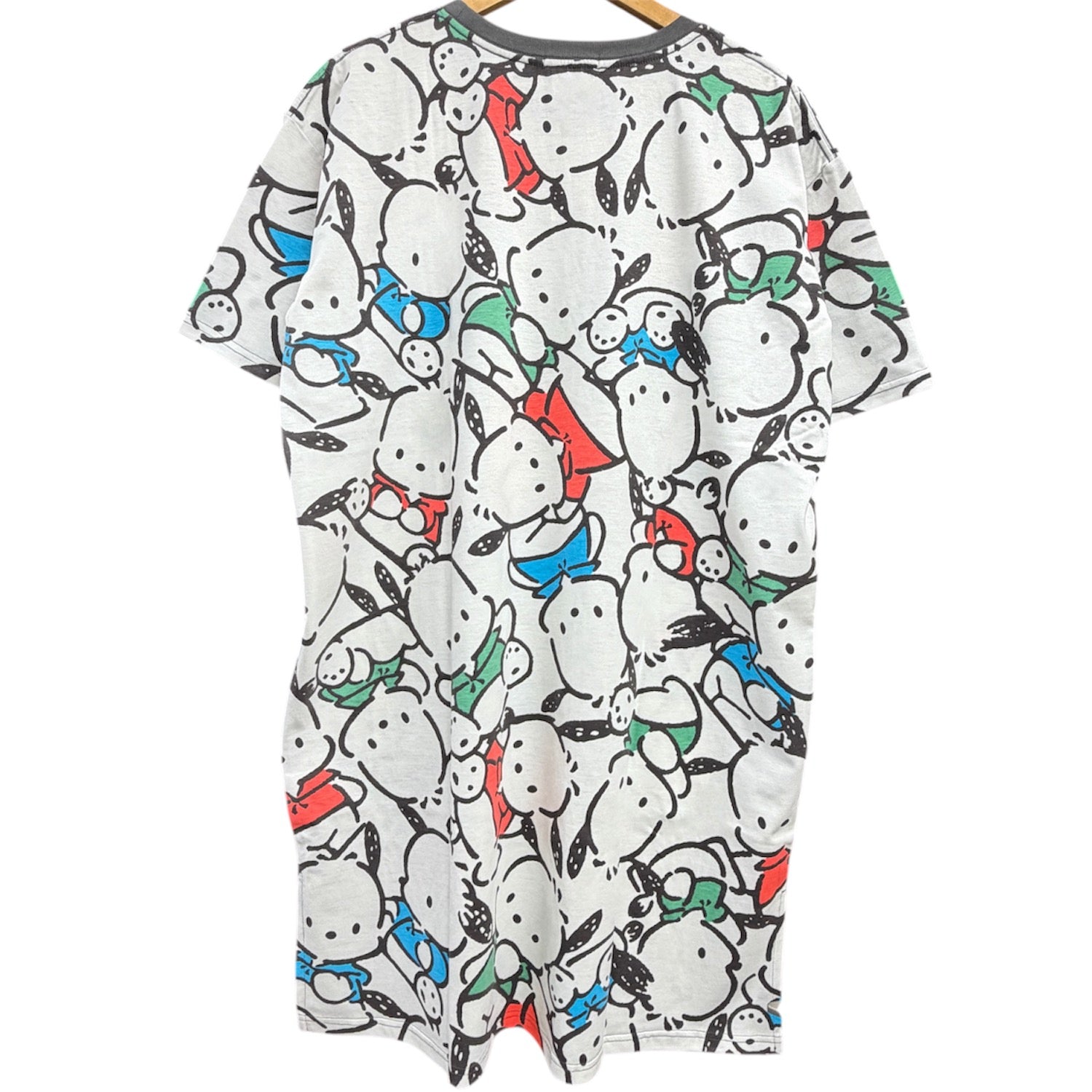ポチャッコ 半袖 総柄 スーパービッグ Tシャツ プリント トップス ワンピース 天竺 メンズ レディース 夏 サンリオ キャラクターズ pc1762-60