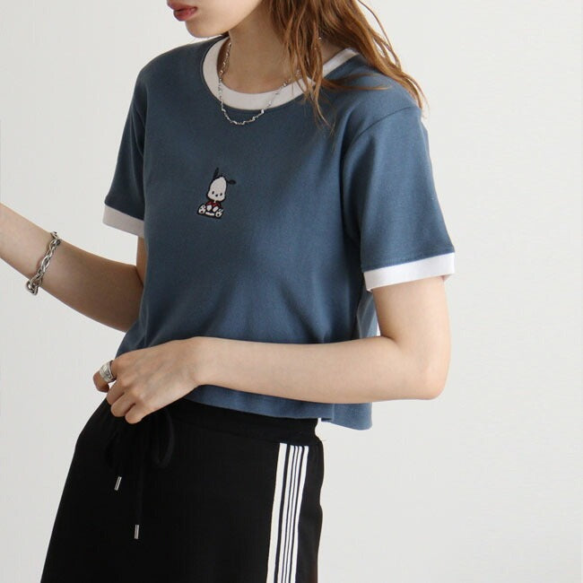 ポチャッコ Tシャツ ちびT サンリオ キャラクターズ 刺繍 レディース ショート丈 半袖 pc2142-335