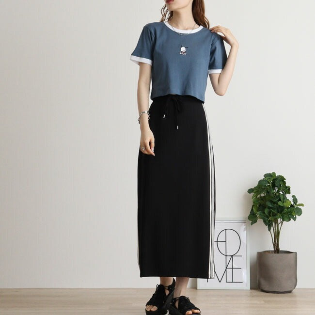ポチャッコ Tシャツ ちびT サンリオ キャラクターズ 刺繍 レディース ショート丈 半袖 pc2142-335