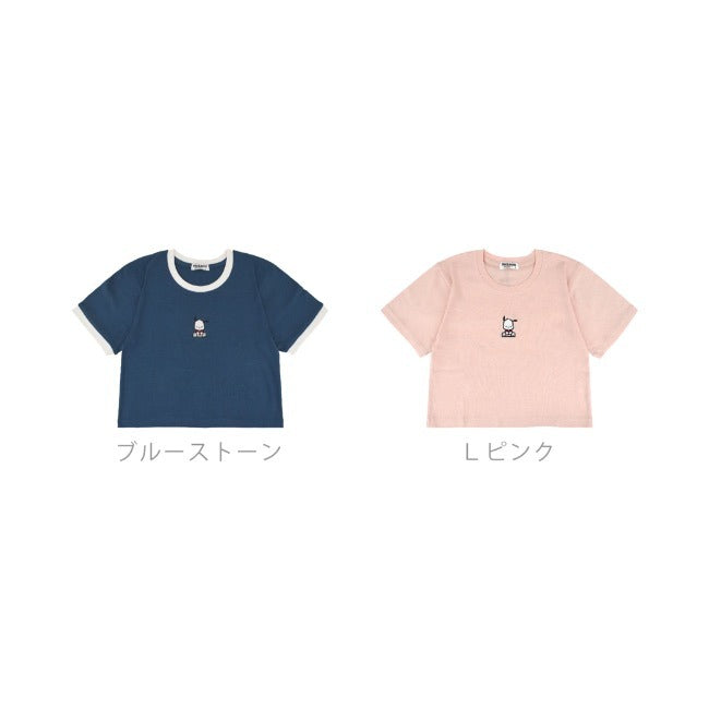 ポチャッコ Tシャツ ちびT サンリオ キャラクターズ 刺繍 レディース ショート丈 半袖 pc2142-335
