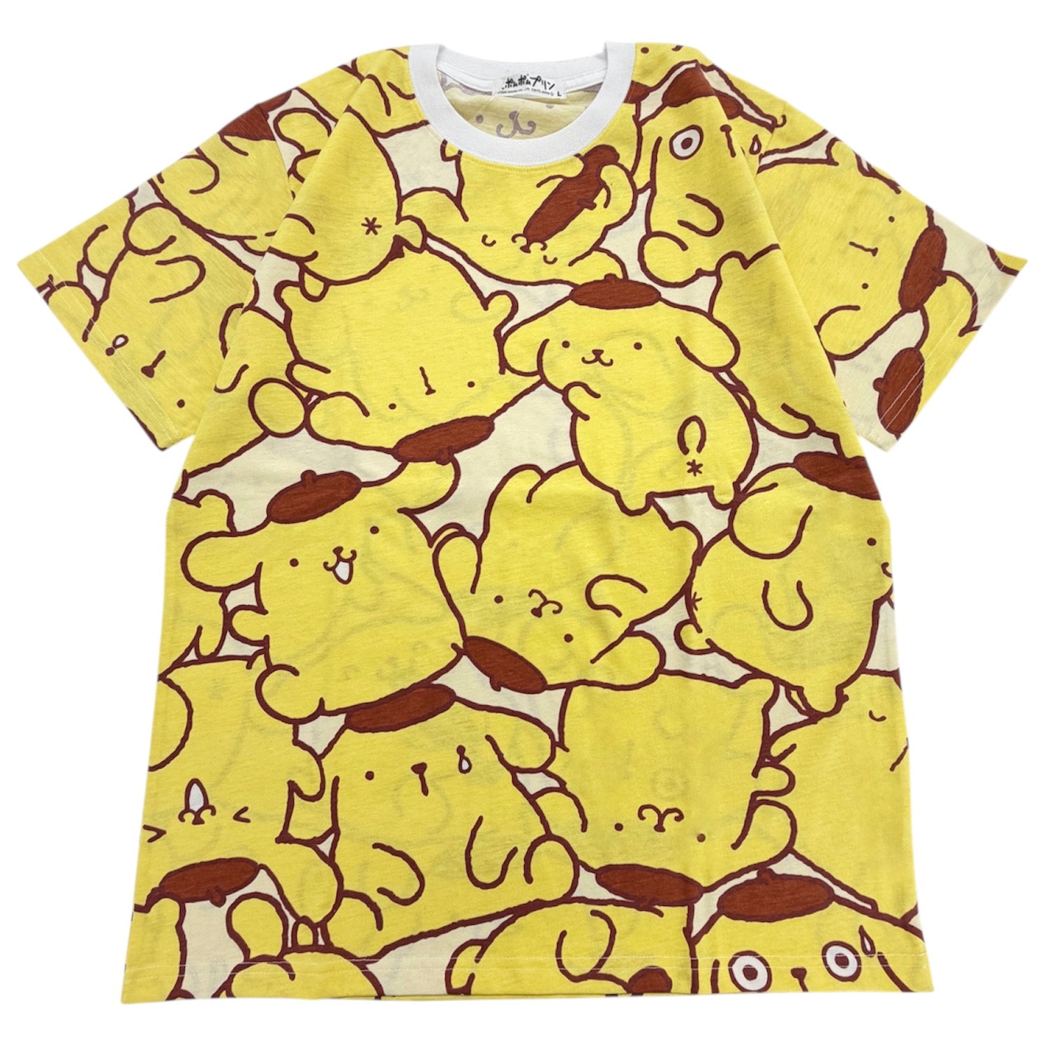 ポムポムプリン 半袖 Tシャツ 総柄 プリント トップス 天竺 メンズ レディース サンリオ キャラクターズ 夏 pp1162-56