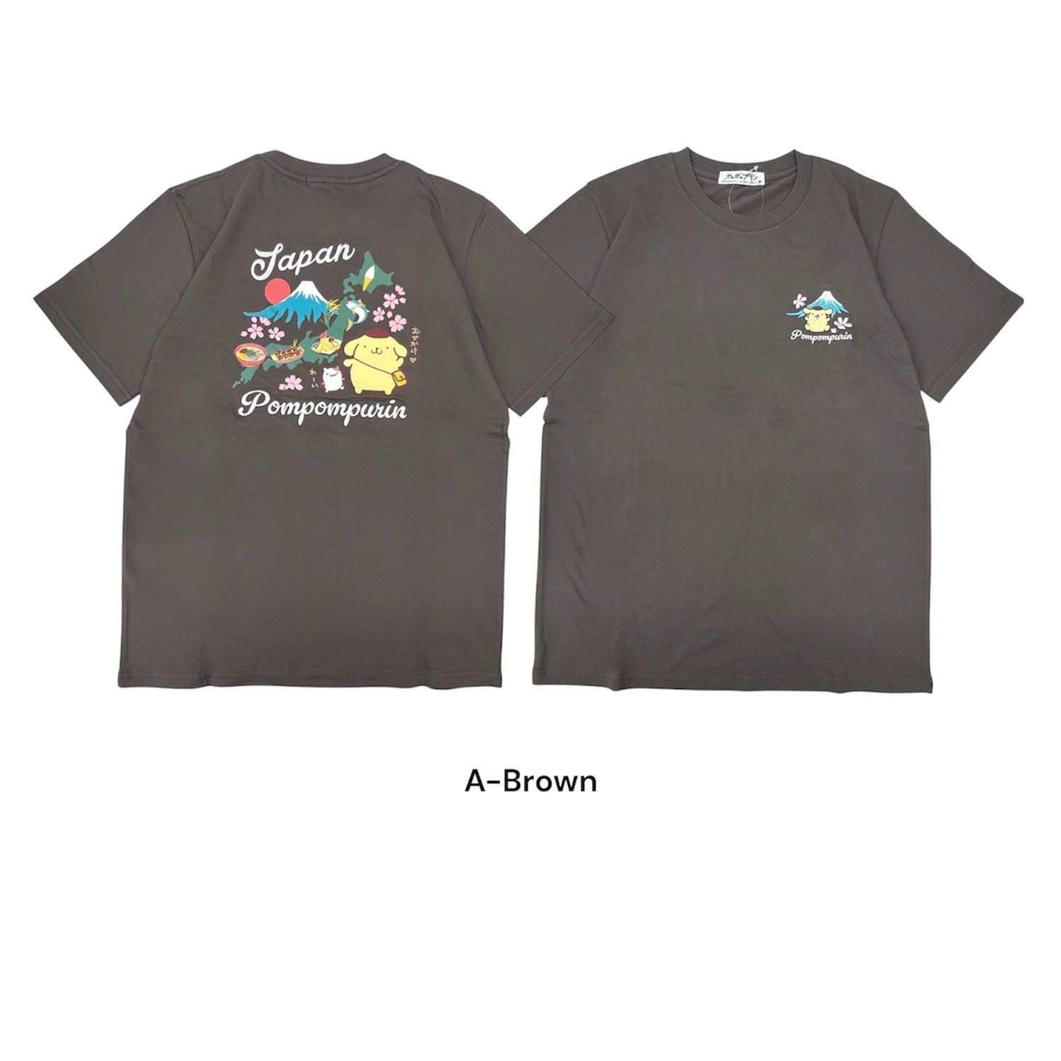 ポムポムプリン 和柄 半袖 Tシャツ 刺繍 バックプリント 天竺 メンズ レディース サンリオ キャラクターズ sanrio pp1162-72