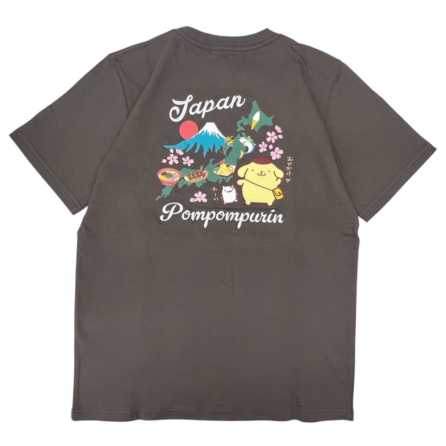 ポムポムプリン 和柄 半袖 Tシャツ 刺繍 バックプリント 天竺 メンズ レディース サンリオ キャラクターズ sanrio pp1162-72