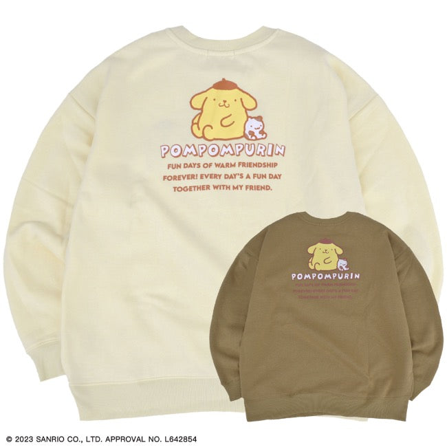ポムポムプリン 裏起毛 ビッグシルエット 刺繍 トレーナー 秋冬春 サンリオキャラクターズ pp1334-697