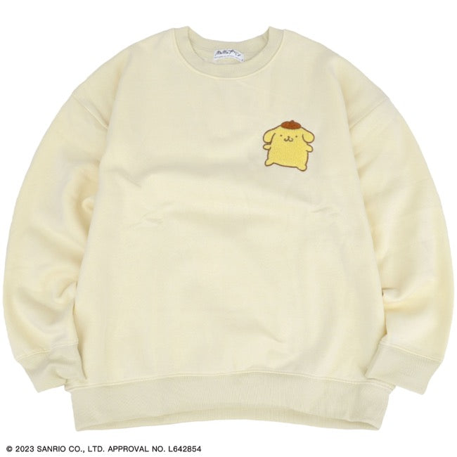 ポムポムプリン 裏起毛 ビッグシルエット 刺繍 トレーナー 秋冬春 サンリオキャラクターズ pp1334-697