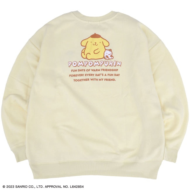 ポムポムプリン 裏起毛 ビッグシルエット 刺繍 トレーナー 秋冬春 サンリオキャラクターズ pp1334-697