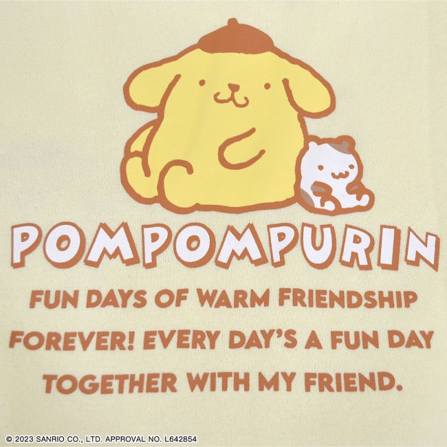 ポムポムプリン 裏起毛 ビッグシルエット 刺繍 トレーナー 秋冬春 サンリオキャラクターズ pp1334-697