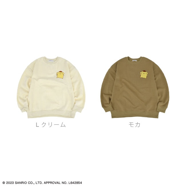 ポムポムプリン 裏起毛 ビッグシルエット 刺繍 トレーナー 秋冬春 サンリオキャラクターズ pp1334-697