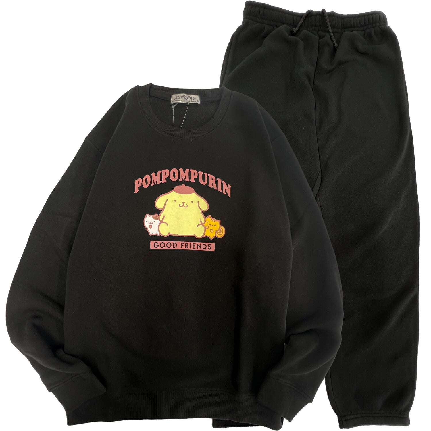 ポムポムプリン トレーナー スウェット パンツ セットアップ 裏起毛 ルームウェア 部屋着 パジャマ サンリオ キャラクターズ pp1654-86