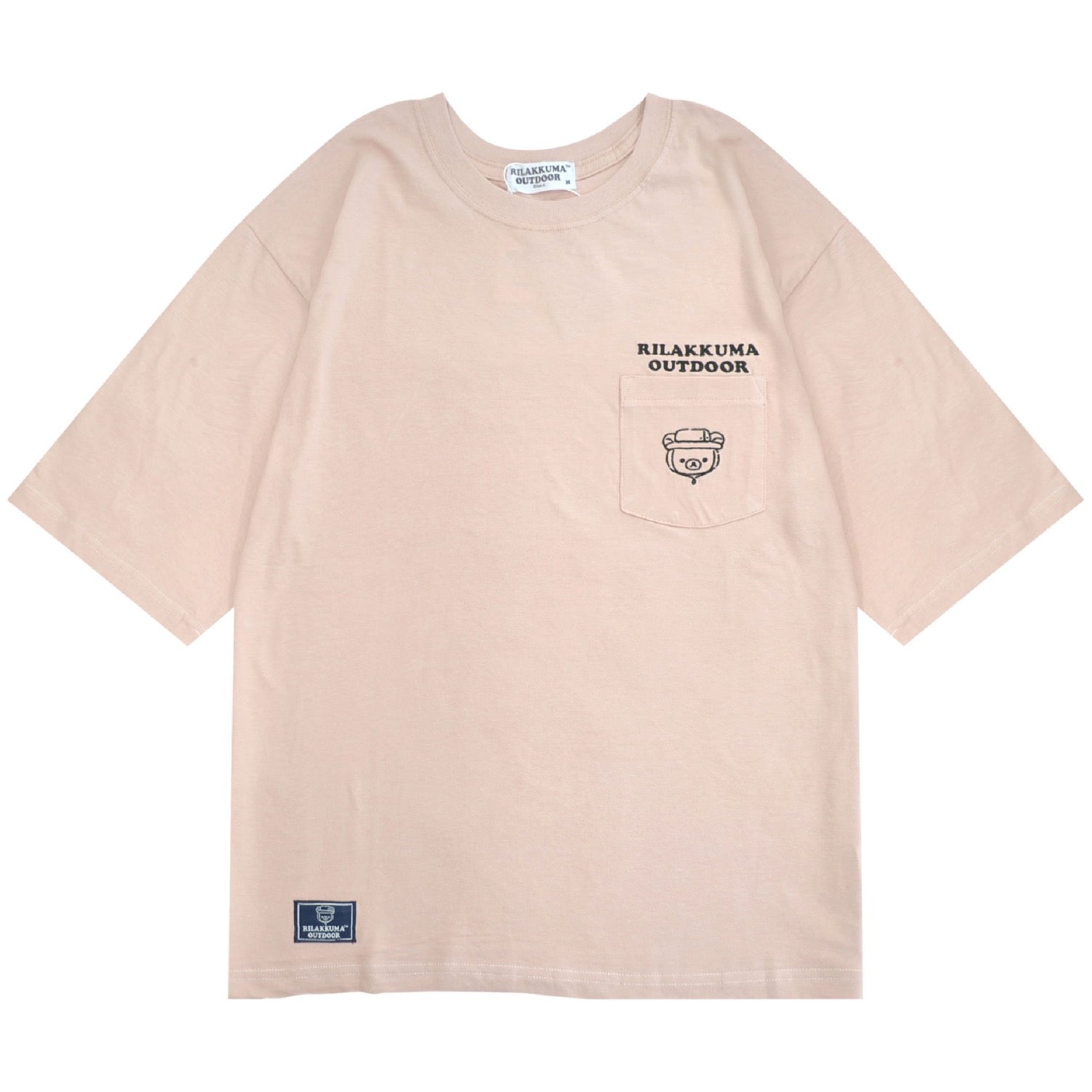 リラックマアウトドア 刺繍ポケット付オーバーサイズTシャツ 半袖 トップス サンエックス rilakkuma