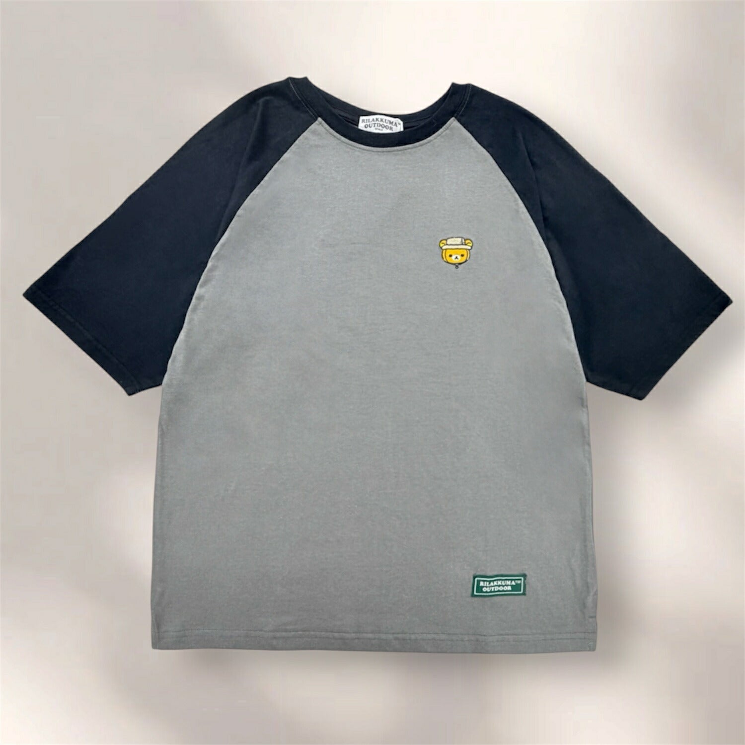 リラックマ アウトドア 袖配色 ラグラン オーバーサイズ Tシャツ 半袖 天竺 春夏トップス 刺繍 メンズ レディース サンエックス rilakkuma SAN-X