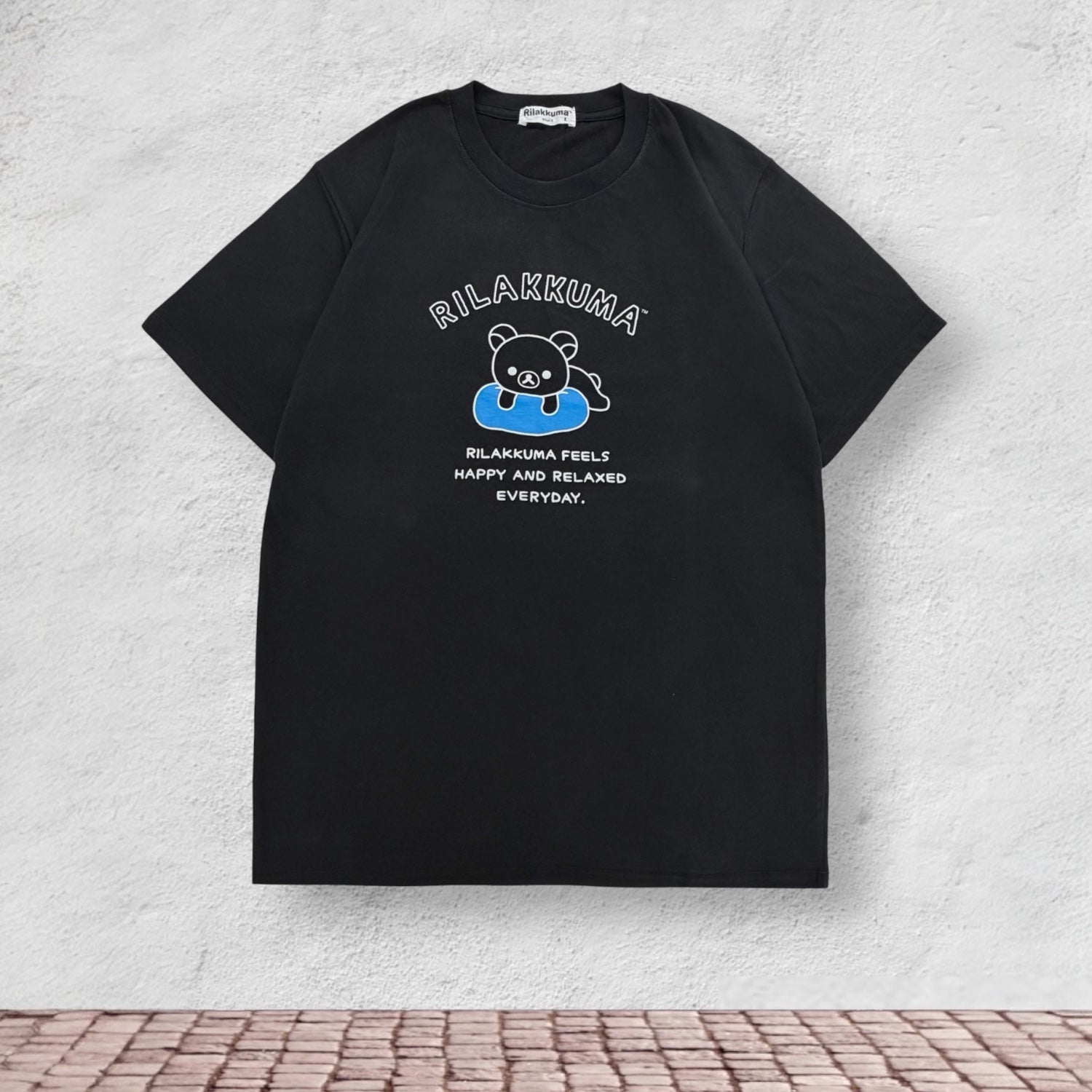 リラックマ のんびり柄 プリント 半袖 Tシャツ トップス 天竺 綿 夏 レディース メンズ rilakkuma rk1162-23