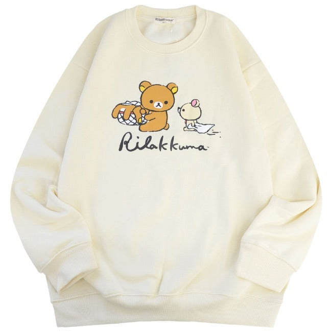 リラックマ サンエックス トレーナー 裏起毛 スウェット 長袖 刺繍 プリント ポケット San-X rk1344-73
