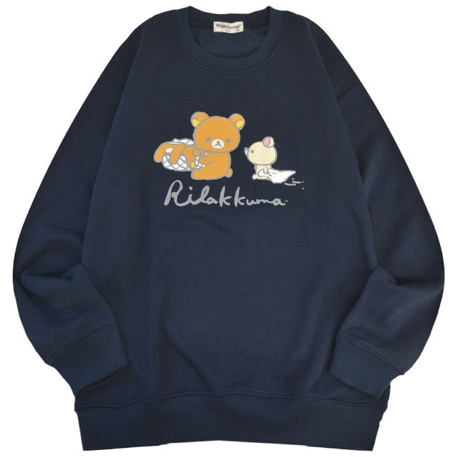 リラックマ サンエックス トレーナー 裏起毛 スウェット 長袖 刺繍 プリント ポケット San-X rk1344-73