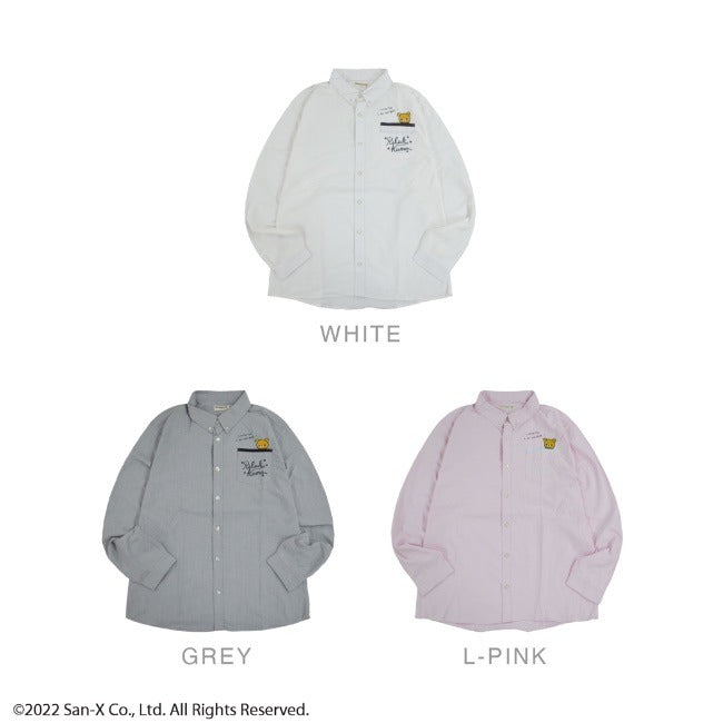 リラックマ ダウン シャツ 長袖 刺繍 オックス サンエックス San-X M L LL rk1523-284