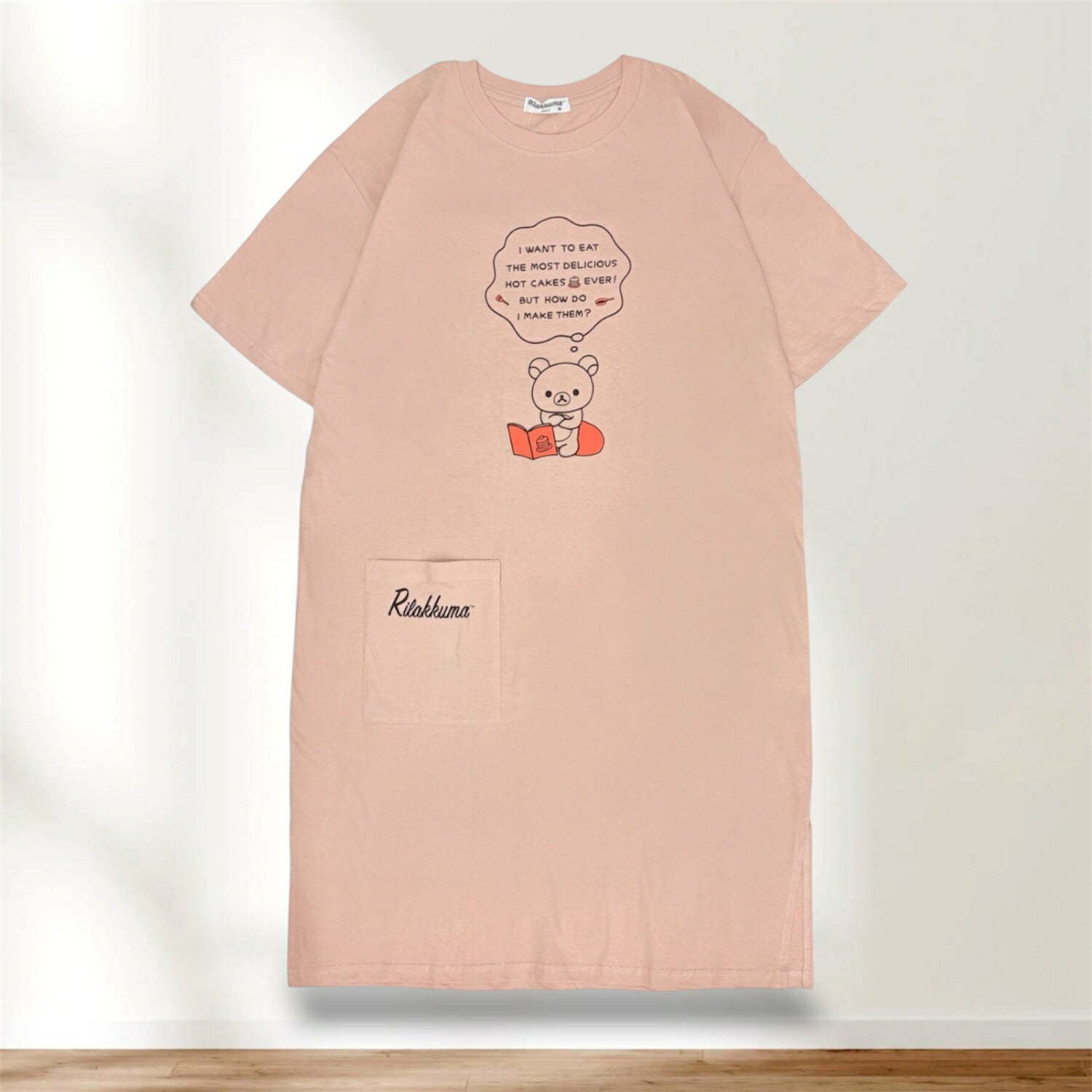 リラックマ プリント お悩み柄 集合柄 半袖 ワンピース 天竺 BIG Tシャツ 春 夏 ポケット付 サンエックス rilakkuma SAN-X rk1752-167
