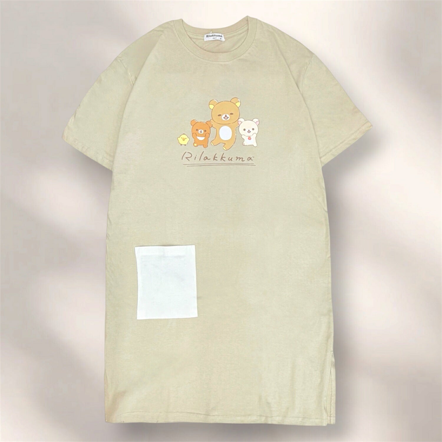 リラックマ プリント お悩み柄 集合柄 半袖 ワンピース 天竺 BIG Tシャツ 春 夏 ポケット付 サンエックス rilakkuma SAN-X rk1752-167