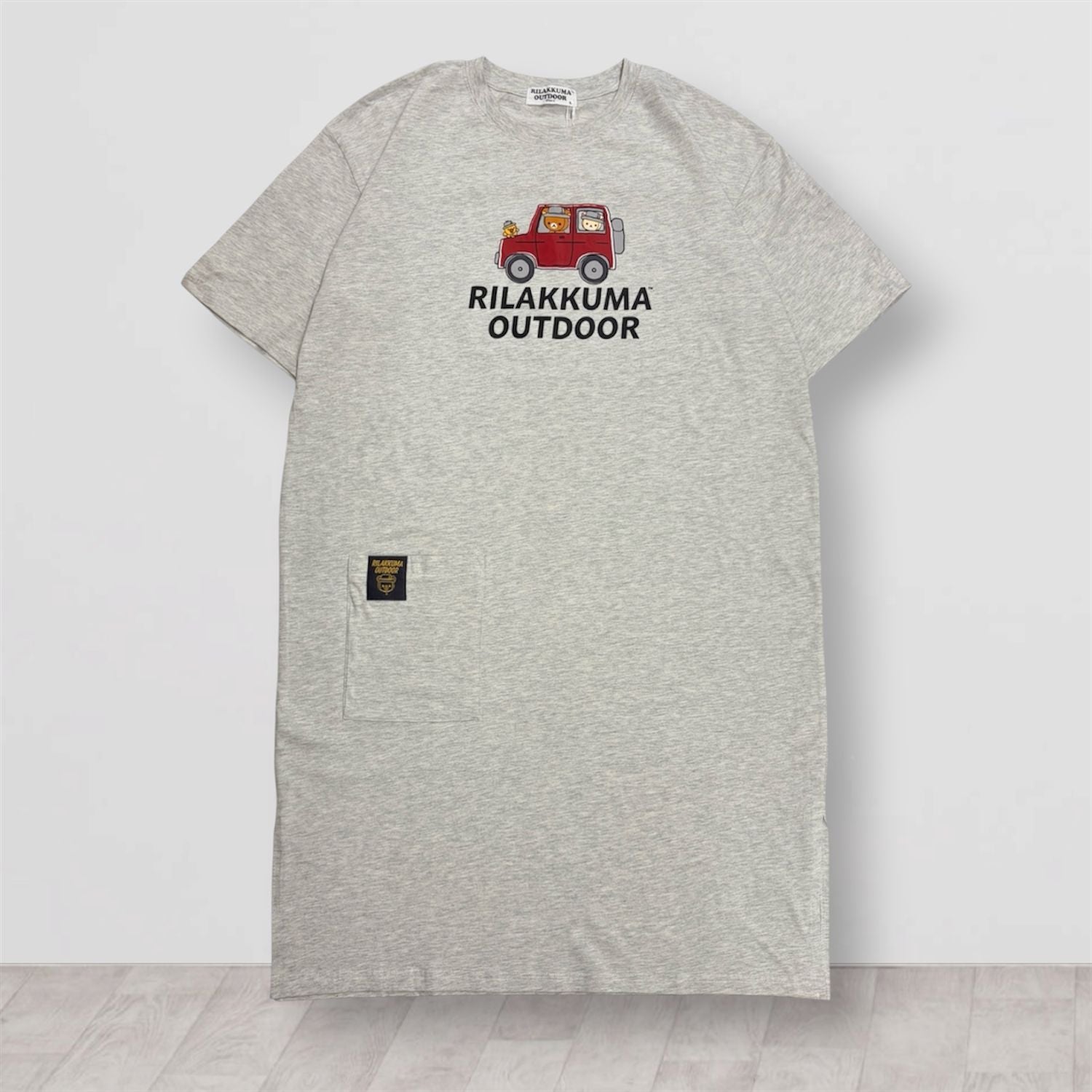 リラックマ アウトドア 天竺 スーパーBIG Tシャツ 半袖 ポケット付き ワンピース くつろぎ着 ワンマイルウェア メンズ レディース rilakkuma rk1762-31