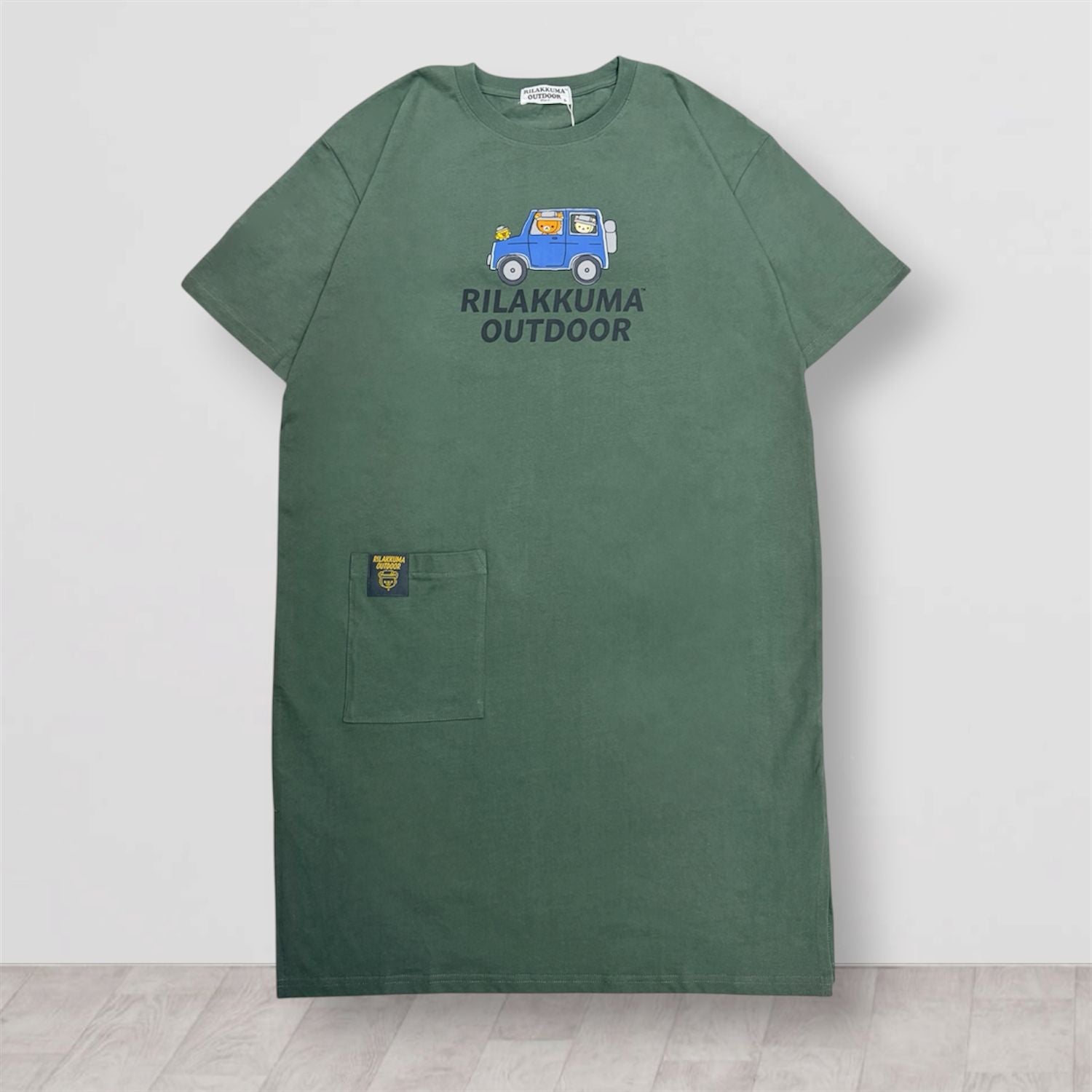 リラックマ アウトドア 天竺 スーパーBIG Tシャツ 半袖 ポケット付き ワンピース くつろぎ着 ワンマイルウェア メンズ レディース rilakkuma rk1762-31