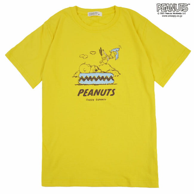 スヌーピー サーフ柄 半袖 Tシャツ トップス プリント 刺繍 ポケット付き ワンポイント 天竺 春 夏 メンズ レディース SNOOPY PEANUTS s1162-229sp