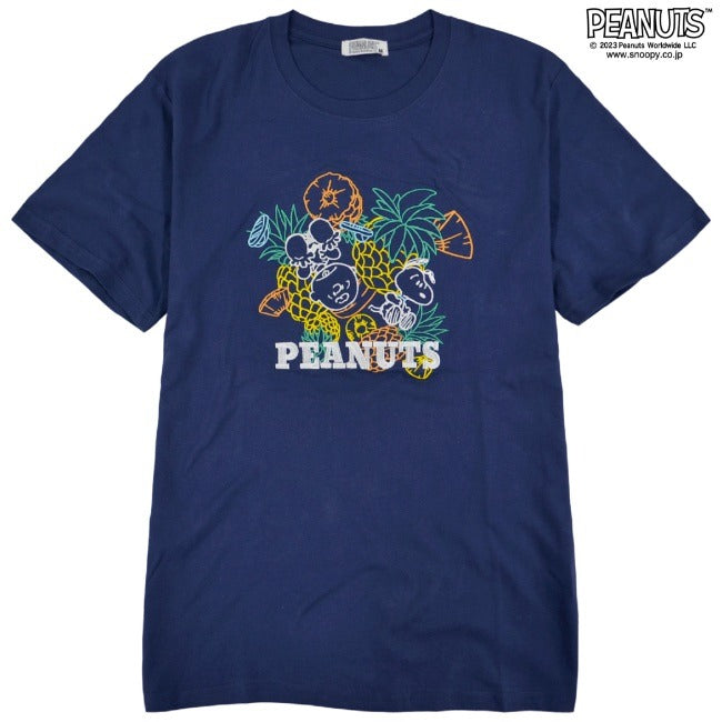スヌーピー Tシャツ トップス 半袖 線画 刺繍 フルーツ SNOOPY PEANUTS s1132-161sp