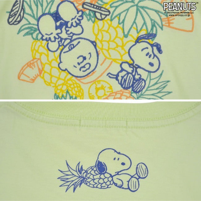 スヌーピー Tシャツ トップス 半袖 線画 刺繍 フルーツ SNOOPY PEANUTS s1132-161sp