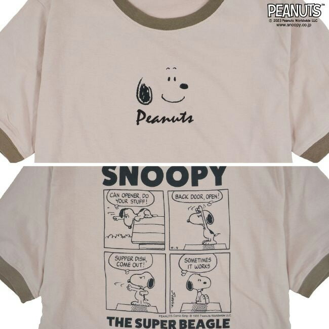 スヌーピー Tシャツ トップス リンガーTシャツ 半袖 プリント SNOOPY PEANUTS s1132-34