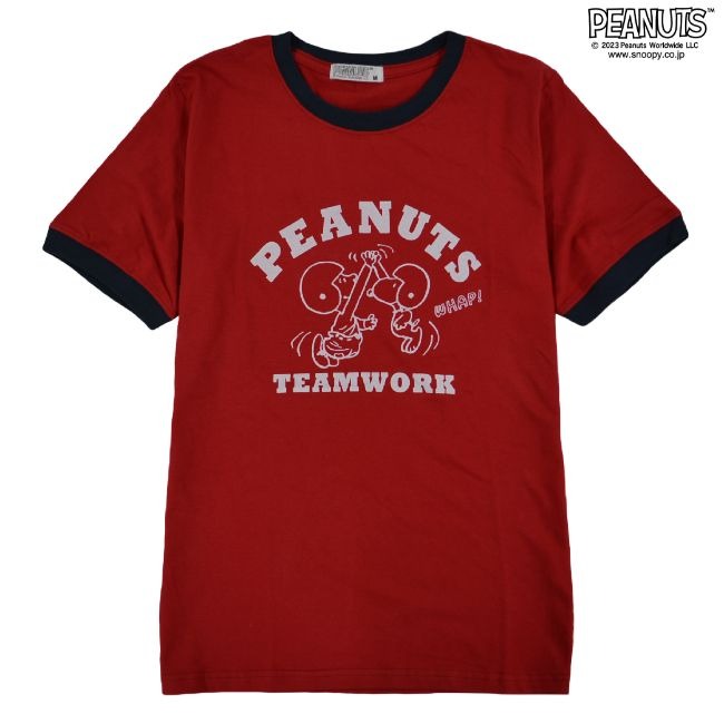 スヌーピー Tシャツ トップス リンガーTシャツ 半袖 プリント SNOOPY PEANUTS s1132-34