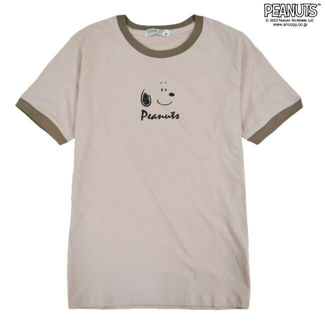 スヌーピー Tシャツ トップス リンガーTシャツ 半袖 プリント SNOOPY PEANUTS s1132-34