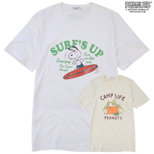 スヌーピー ピーナッツ Tシャツ トップス 半袖 サーフ プリント かすれ PEANUTS SNOOPY s1132-36