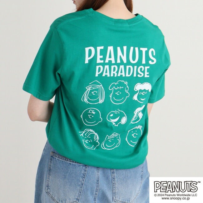 スヌーピー ピーナッツ Tシャツ トップス 半袖 バック プリント 刺繍 SNOOPY PEANUTS s1142-147sp