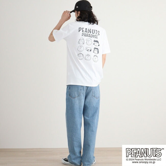 スヌーピー ピーナッツ Tシャツ トップス 半袖 バック プリント 刺繍 SNOOPY PEANUTS s1142-147sp