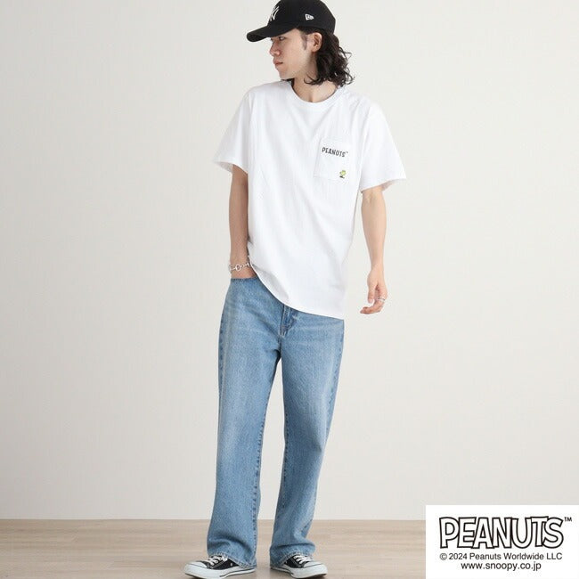 スヌーピー ピーナッツ Tシャツ トップス 半袖 バック プリント 刺繍 SNOOPY PEANUTS s1142-147sp