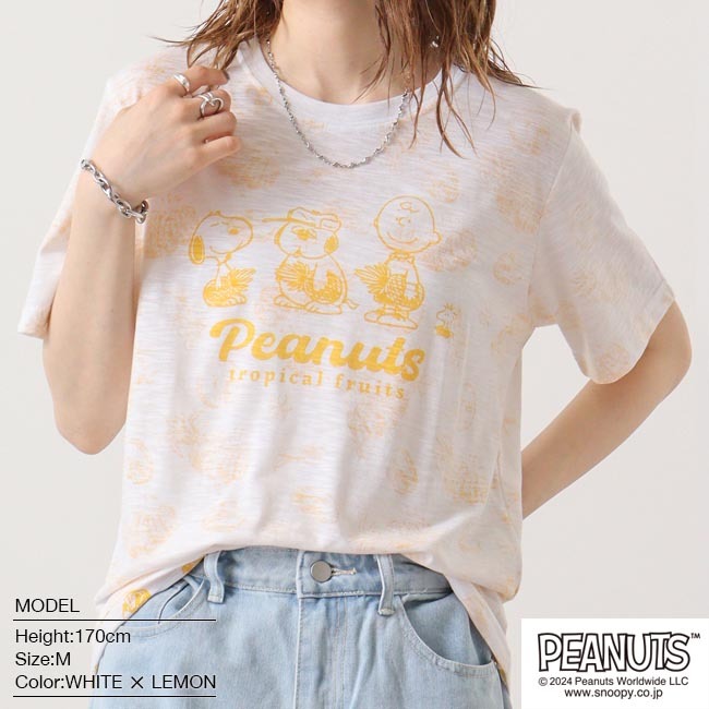 スヌーピー Tシャツ 半袖 スラブ プリント オラフ チャーリーブラウン PEANUTS SNOOPY s1142-150sp