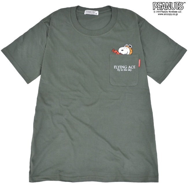 スヌーピー Tシャツ ポケット 半袖 ワンポイント プリントTシャツ SNOOPY PEANUTS s1142-183